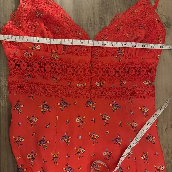 Free People Chic Red Floral Maxi Slip Dress - Picture 11 of 15